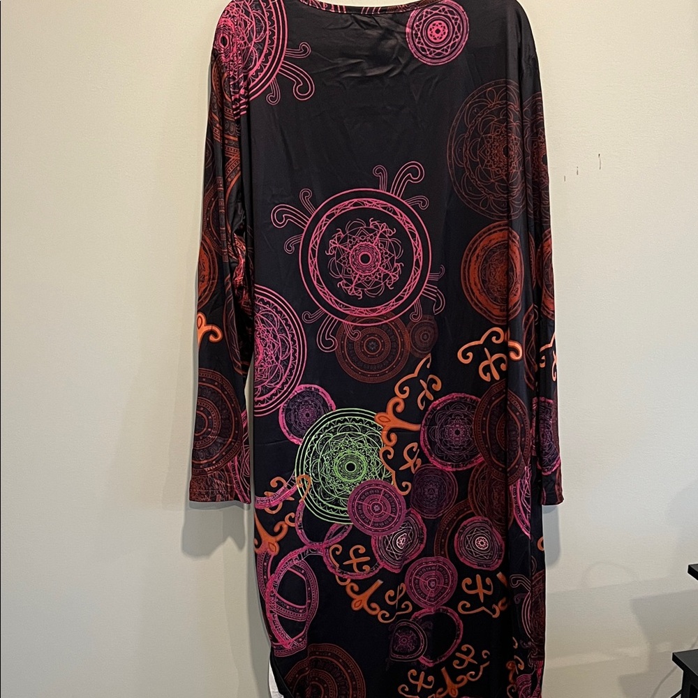 Black Multicolor Long Sleeve Patterned Bohemian W… - image 2